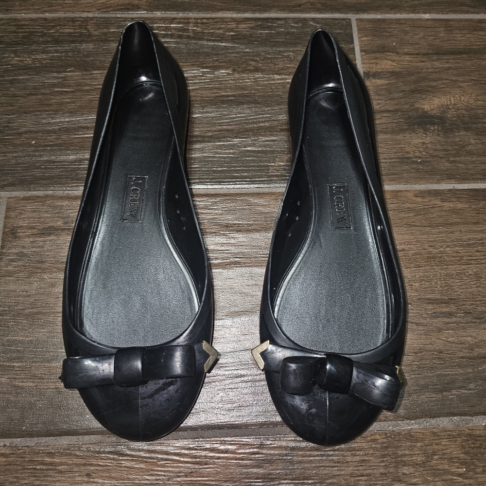 J. Crew Women's Black Flats with Bow Accent